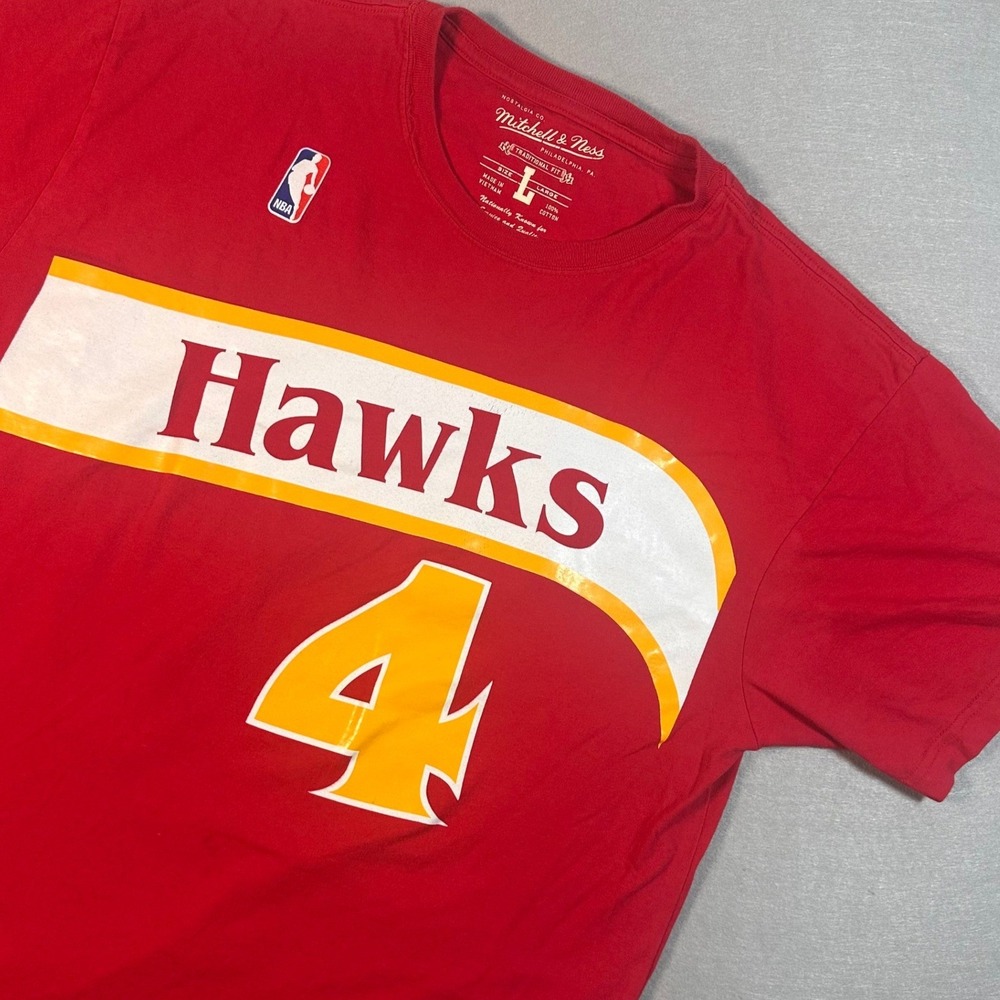 Spud Webb Atlanta Hawks Mitchell & Ness Mens T Shirt L Red NBA Hardwood Classics